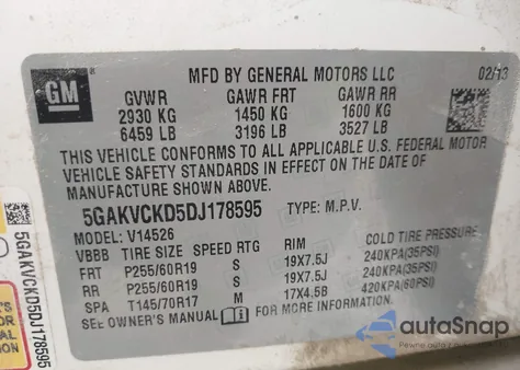 2013 Buick Enclave Leather z USA, uszkodzony, nr VIN 5GAKVCKD5DJ178595